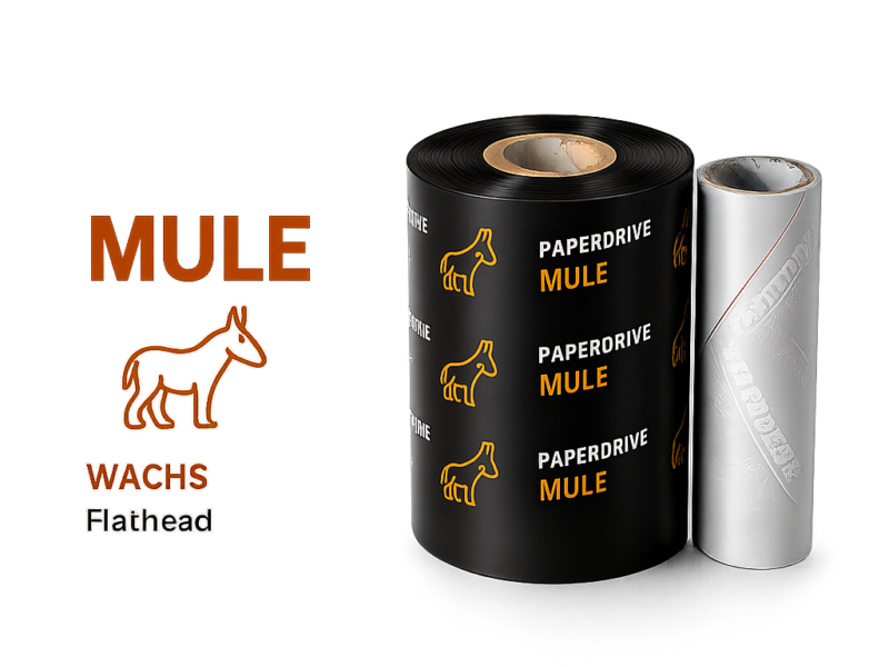Farbband paperdrive MULE – Premium Wachs robust für Flatheaddrucker