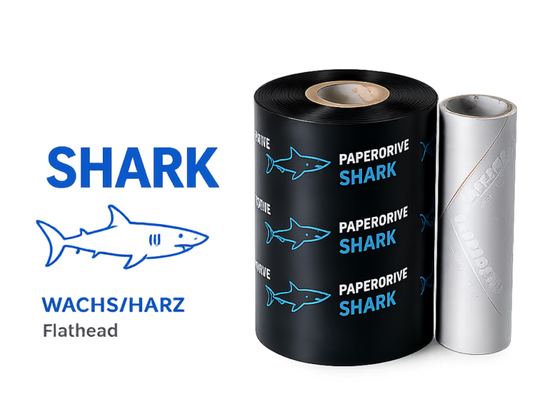 Farbband paperdrive SHARK – hochbeständiges Premium Wachs/Harz Farbband