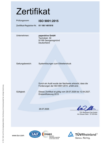 Zertifikat ISO9001 2026 DE